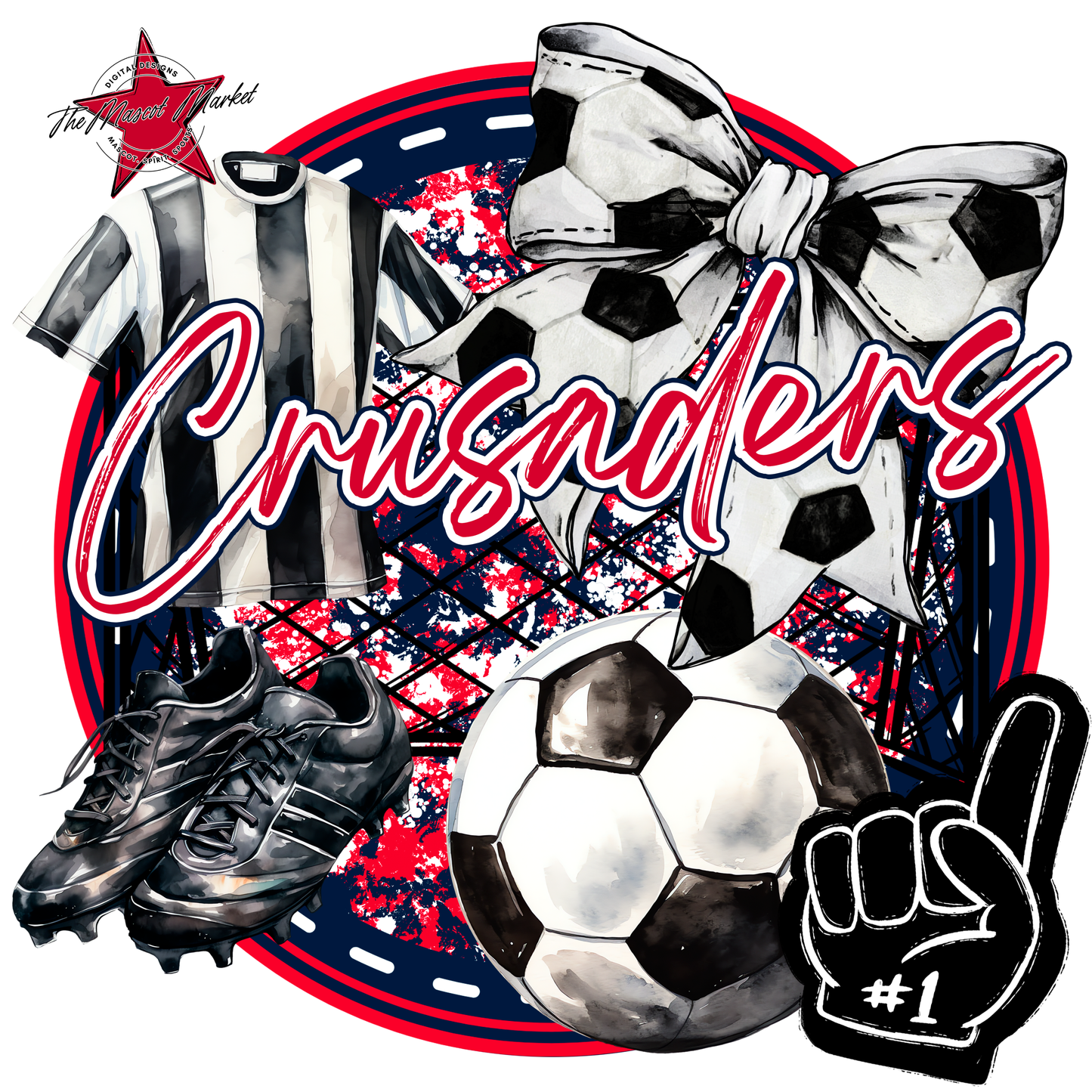 Crusaders Circle Soccer Design-Navy-Red
