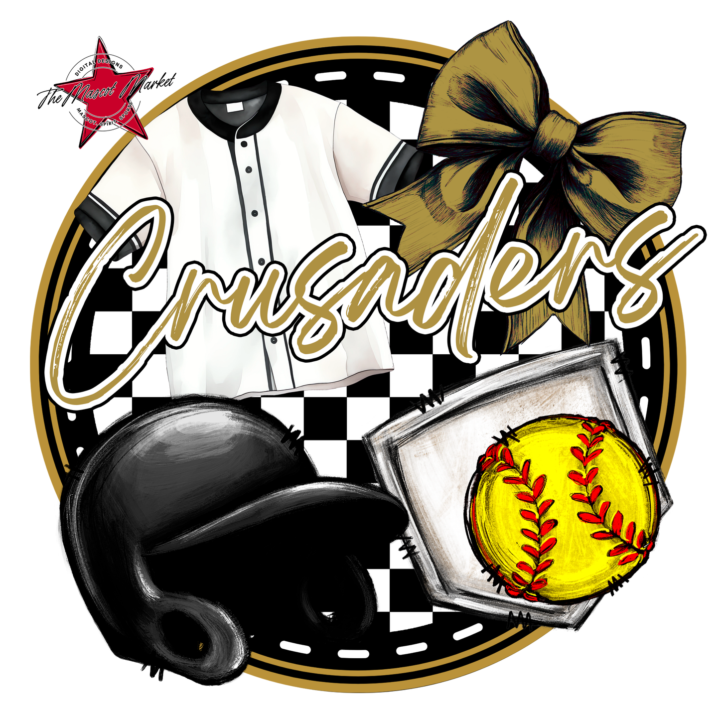 Crusaders Circle Softball Design-Gold