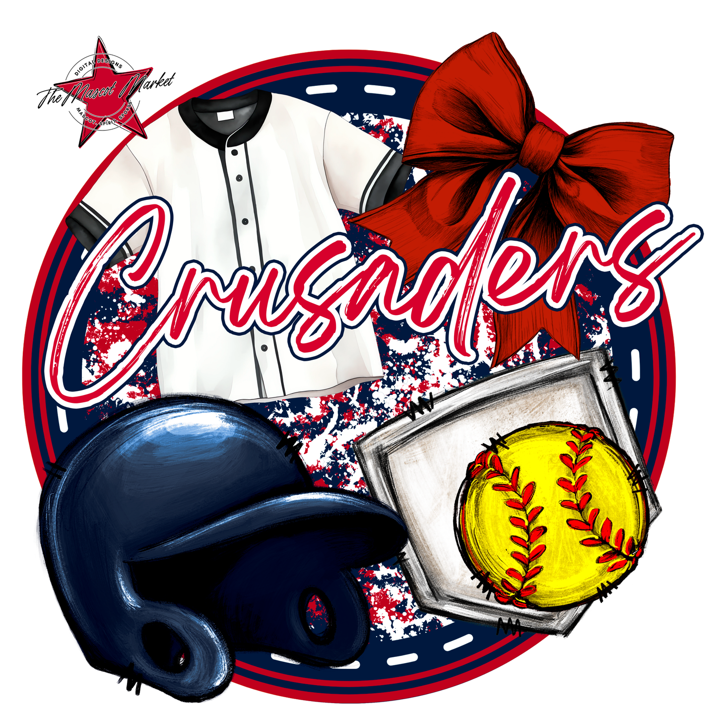 Crusaders Circle Softball Design-Navy-Red