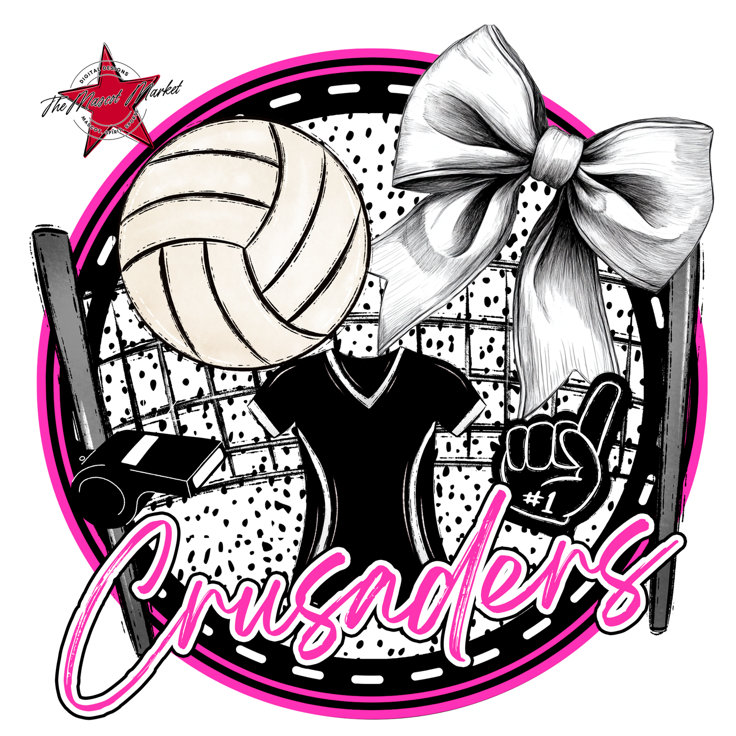 Crusaders Circle Volleyball Design-Pink
