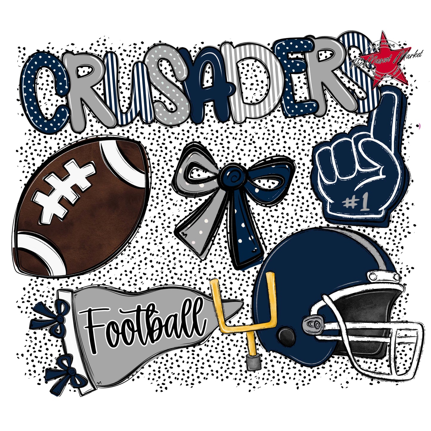 Crusaders Football Spirit-Navy & Grey