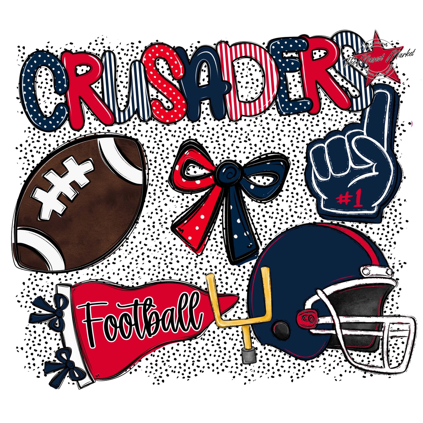 Crusaders Football Spirit-Navy & Red