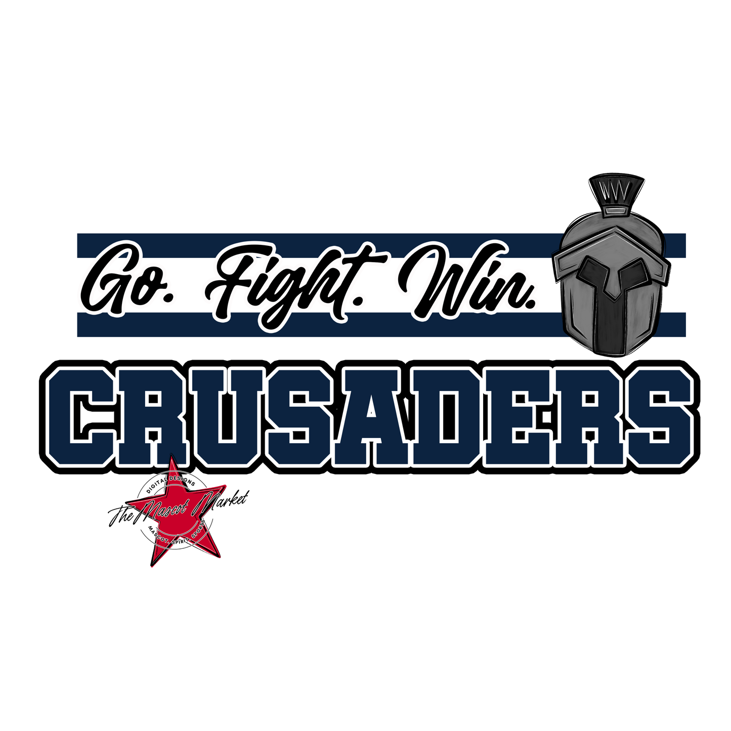 Crusaders Go Fight Win Mascot Lines-Navy