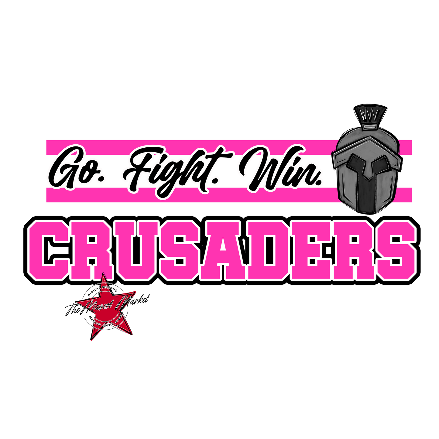 Crusaders Go Fight Win Mascot Lines-Pink
