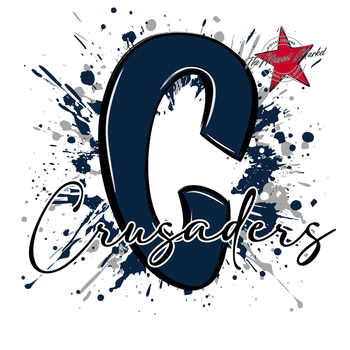 Crusaders Mascot Splatter-Navy & Grey