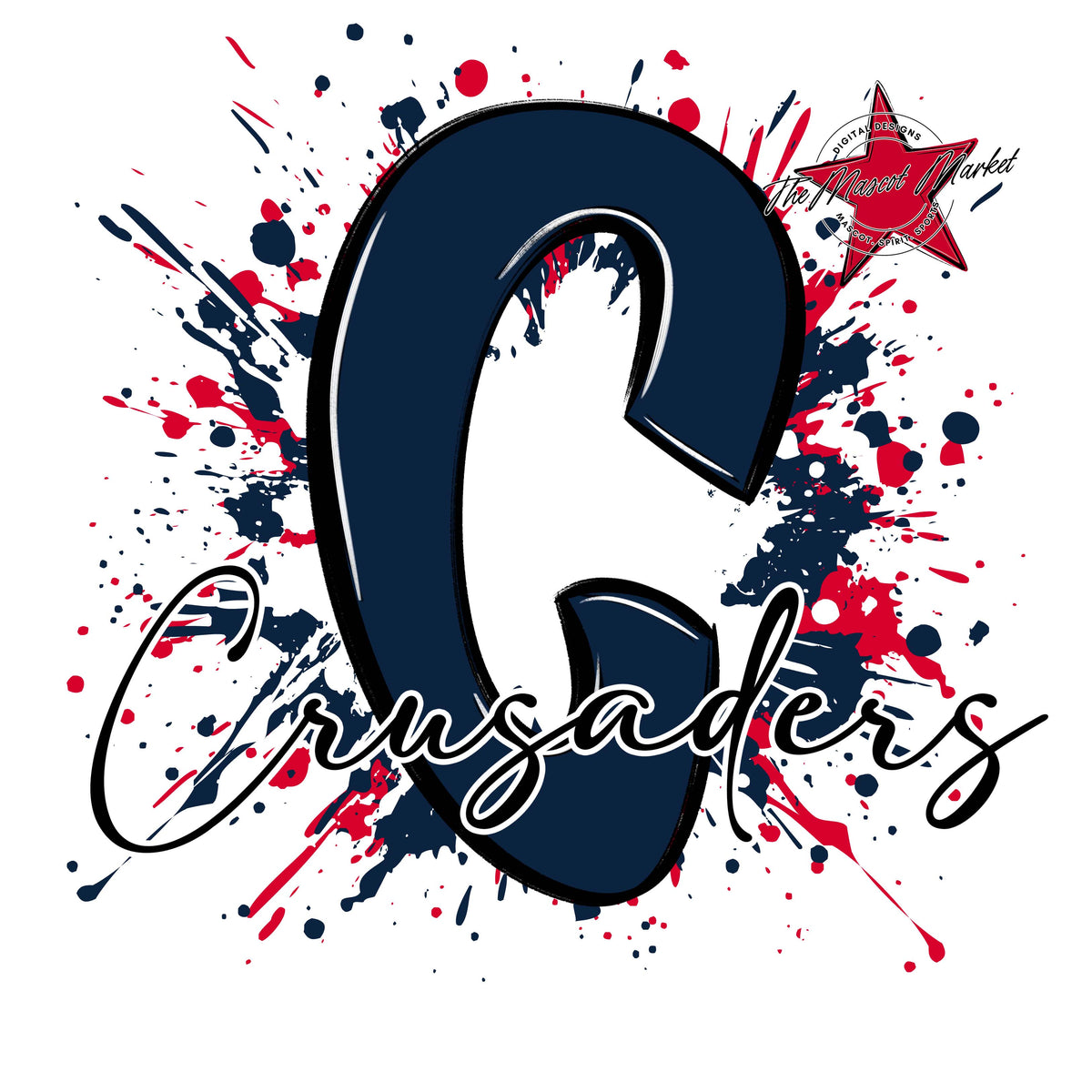 Crusaders Mascot Splatter-Navy & Red