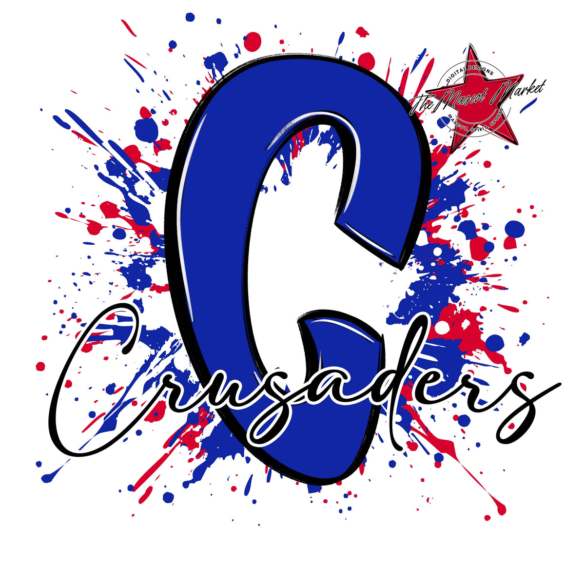 Crusaders Mascot Splatter-Royal Blue & Red