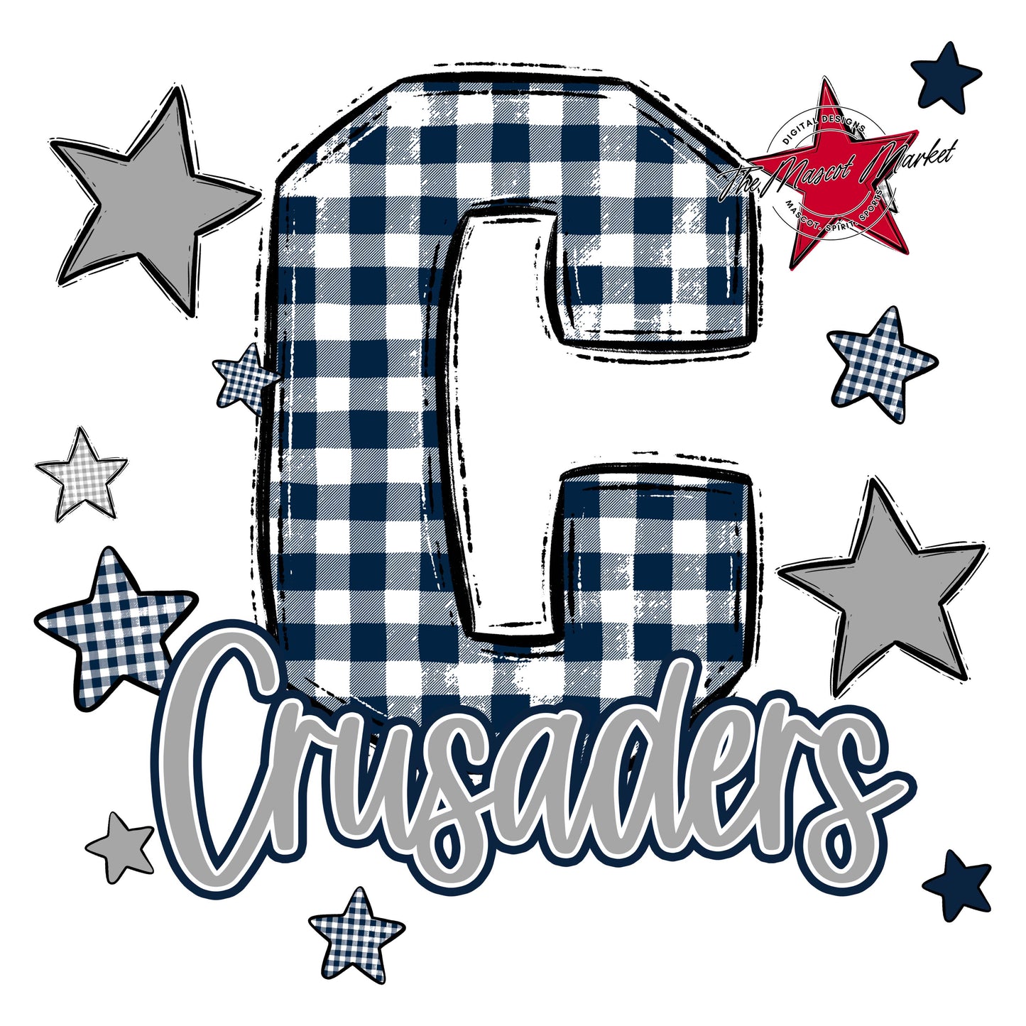 Crusaders Plaid Star Design-Navy & Grey