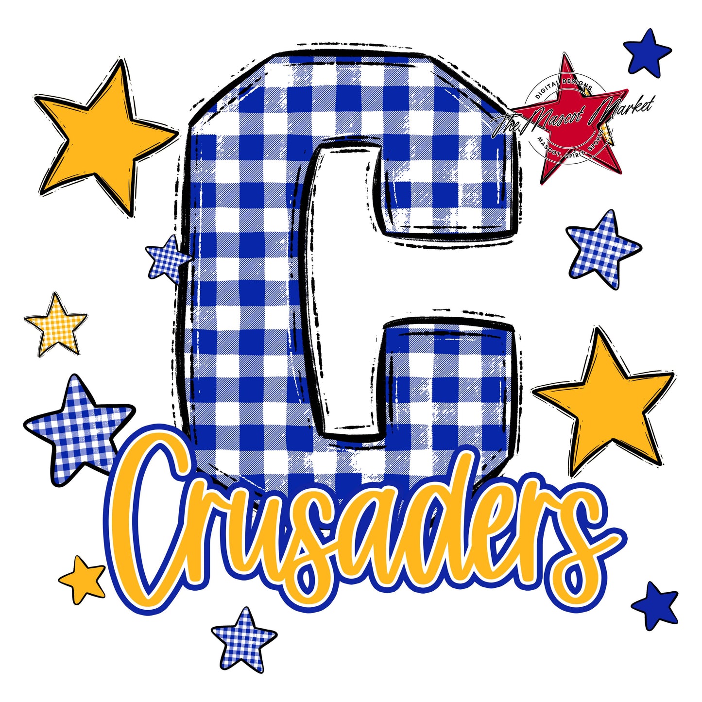 Crusaders Plaid Star Design-Royal Blue & Yellow