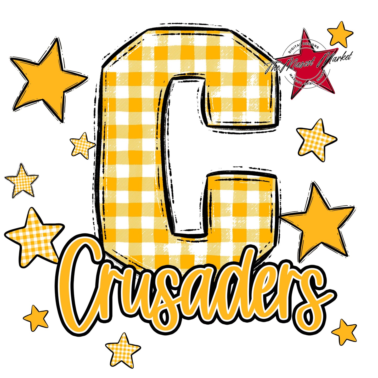 Crusaders Plaid Star Design-Yellow