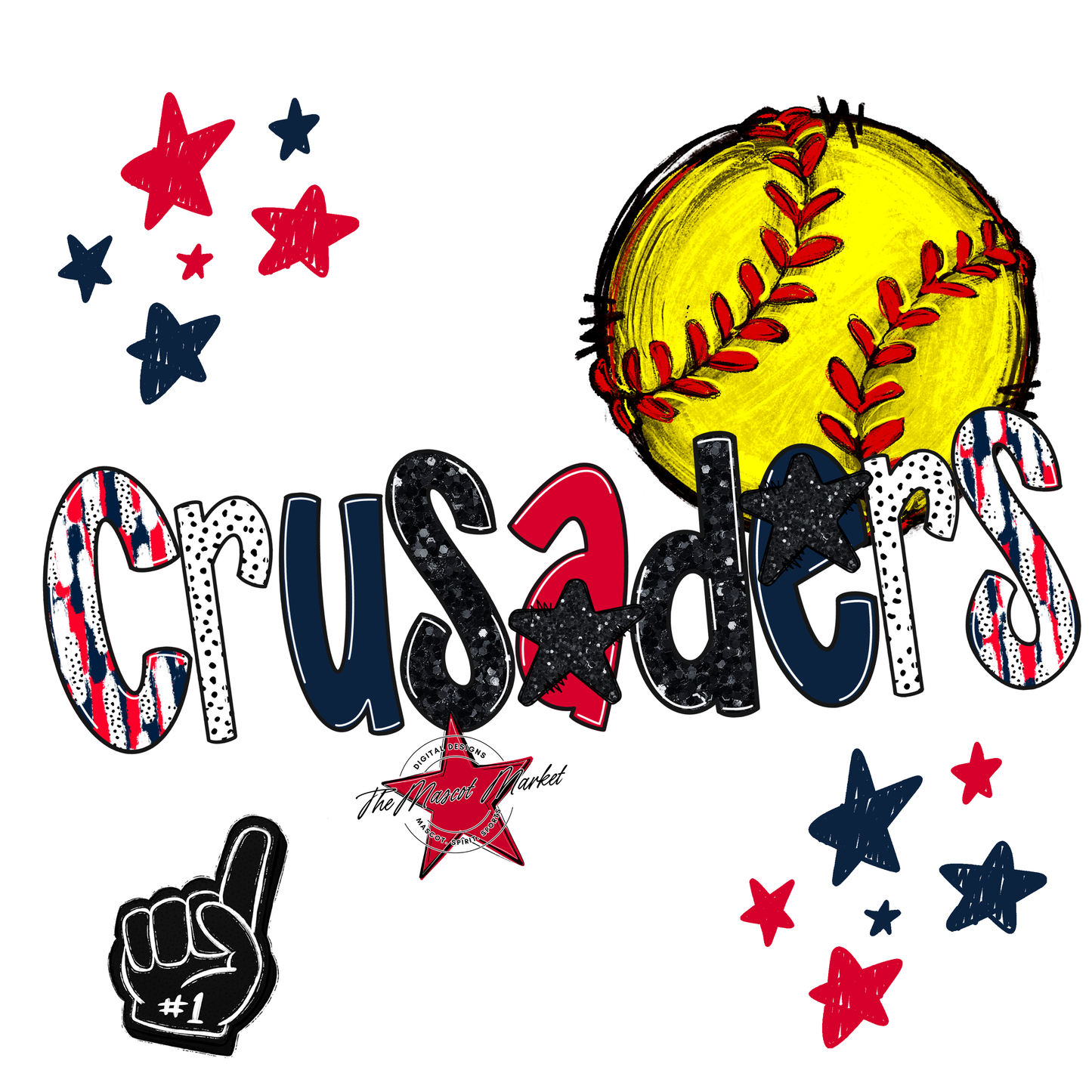 Crusaders Softball Scrape-Navy-Red