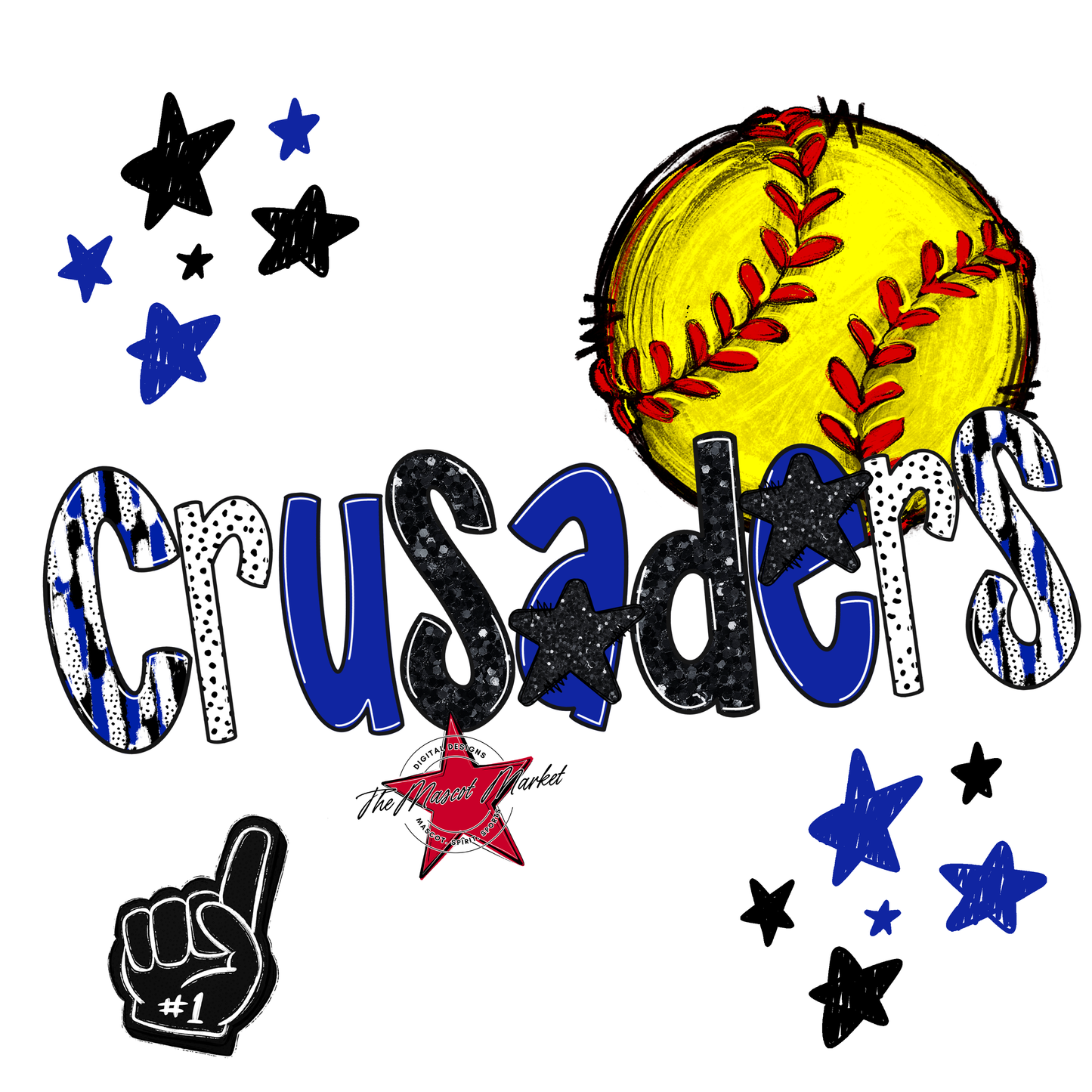 Crusaders Softball Scrape-Royal Blue