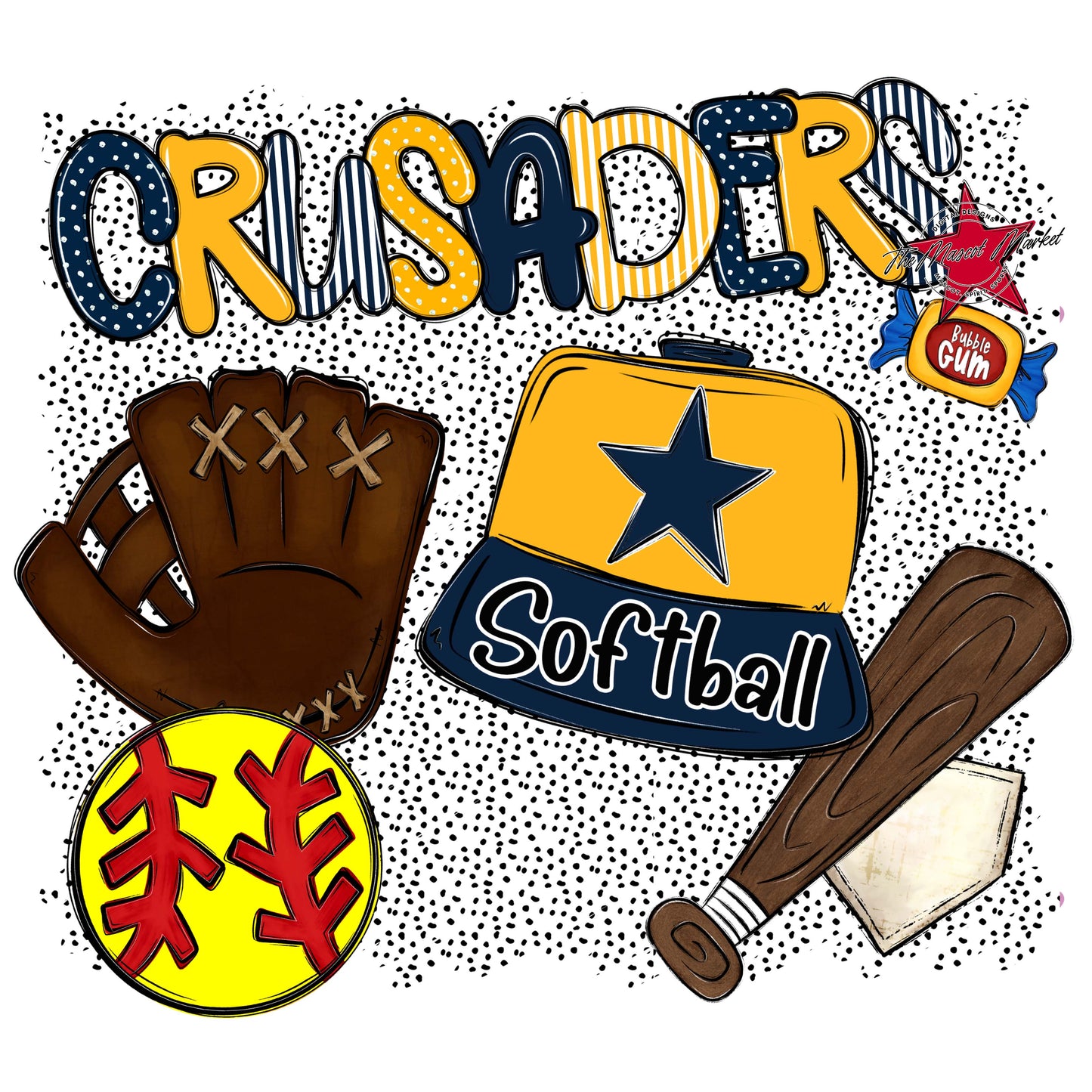 Crusaders Softball Spirit-Navy & Yellow