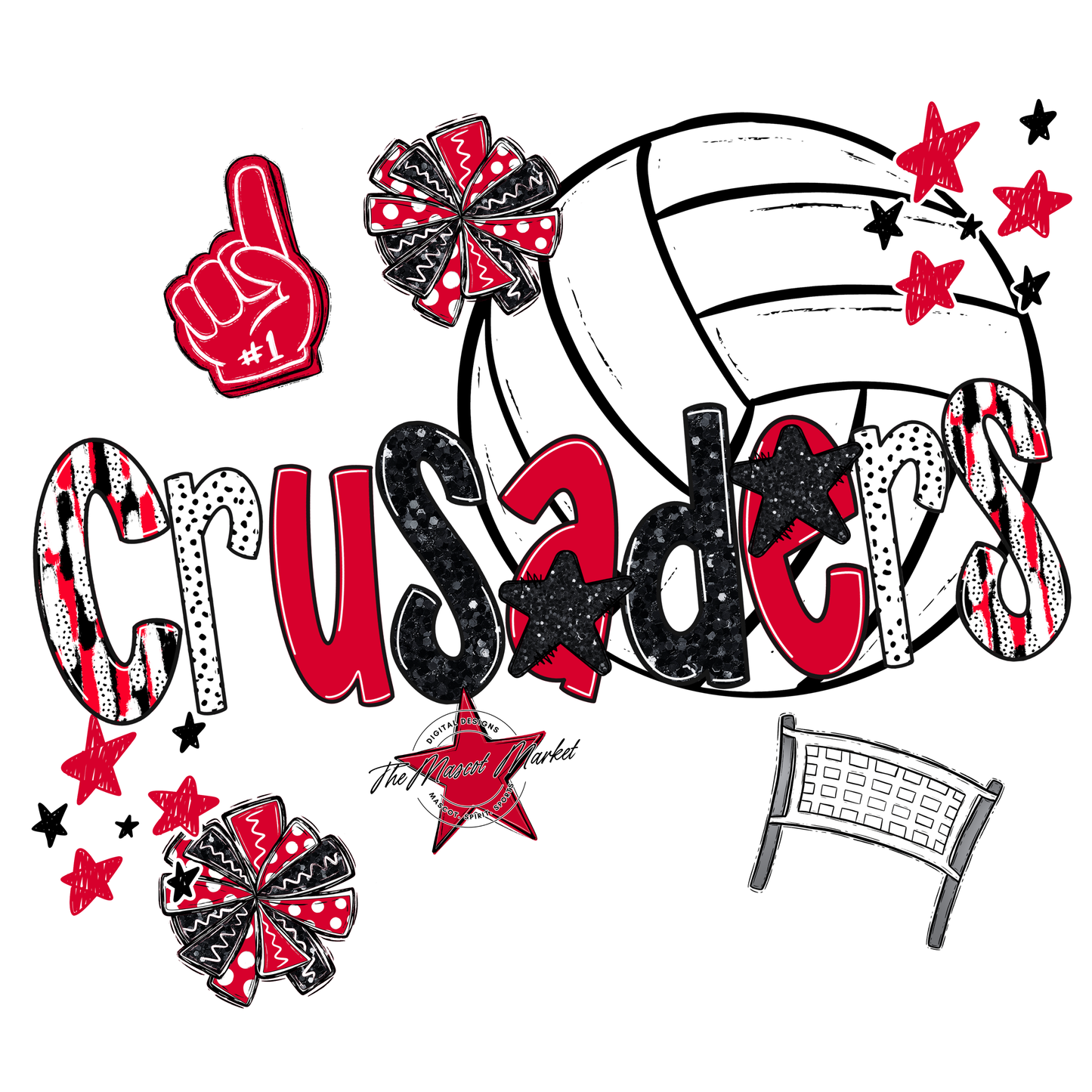 Crusaders Volleyball Scrape-Red
