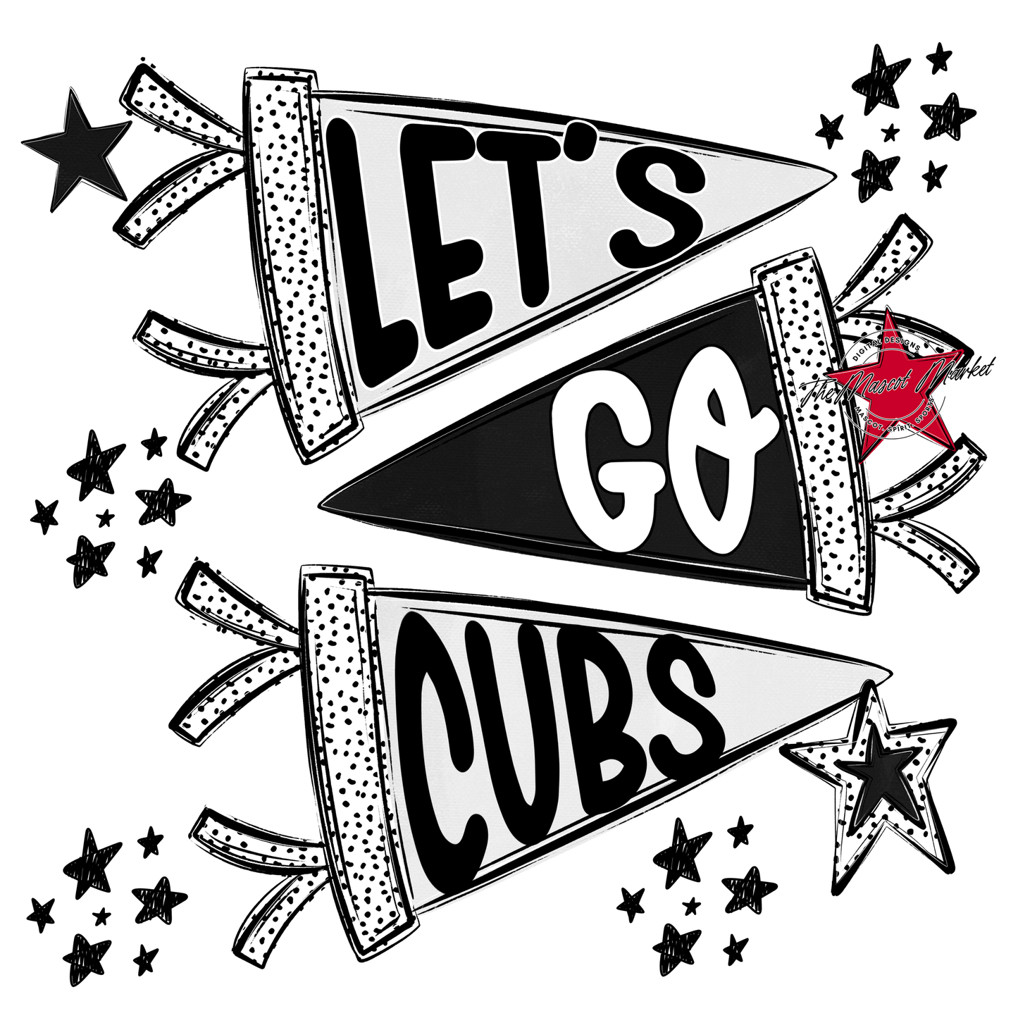 Cubs Let's Go Flag Design-Black