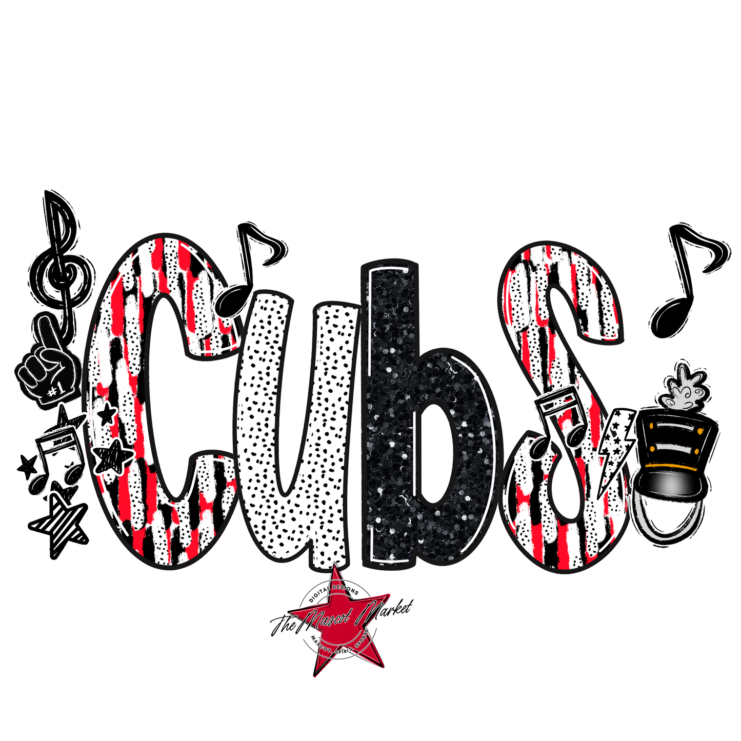 Cubs Band Scrape-Bright Red