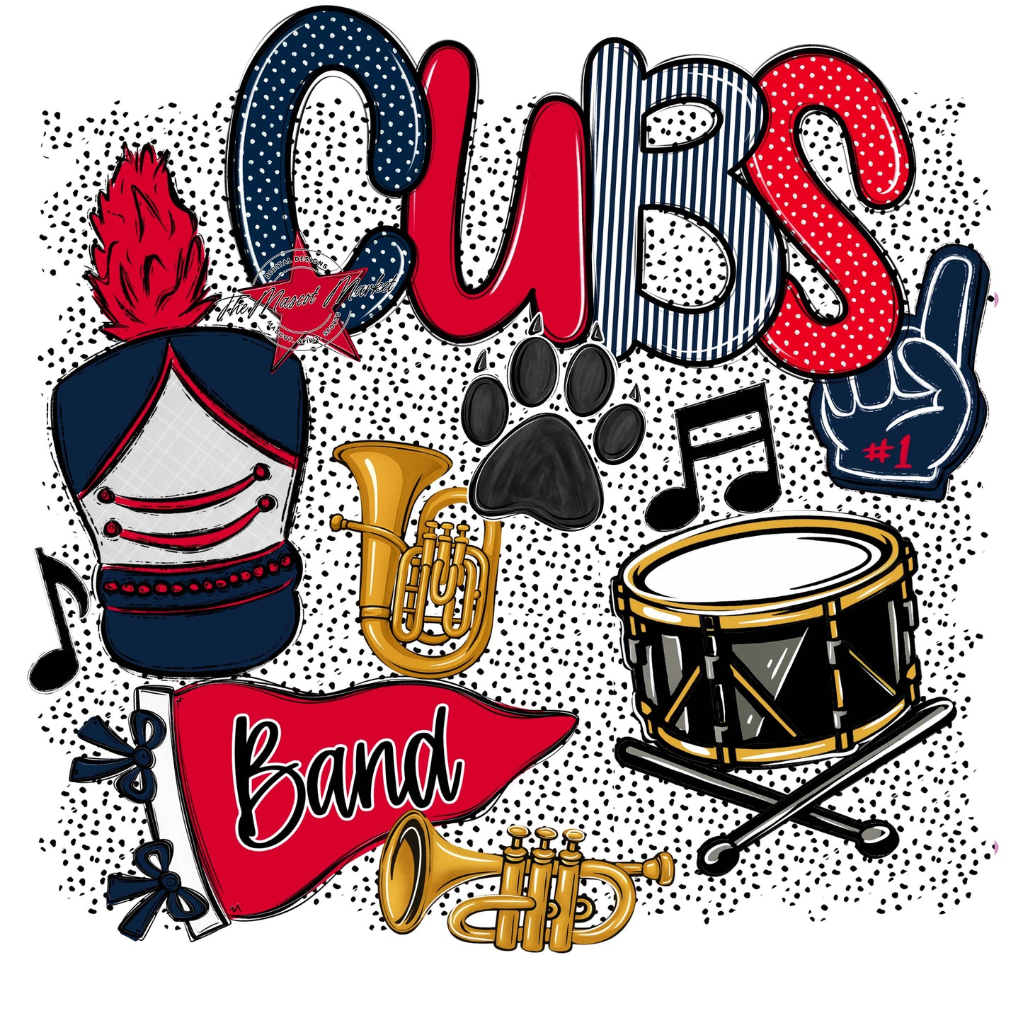 Cubs Band Spirit-Navy & Red