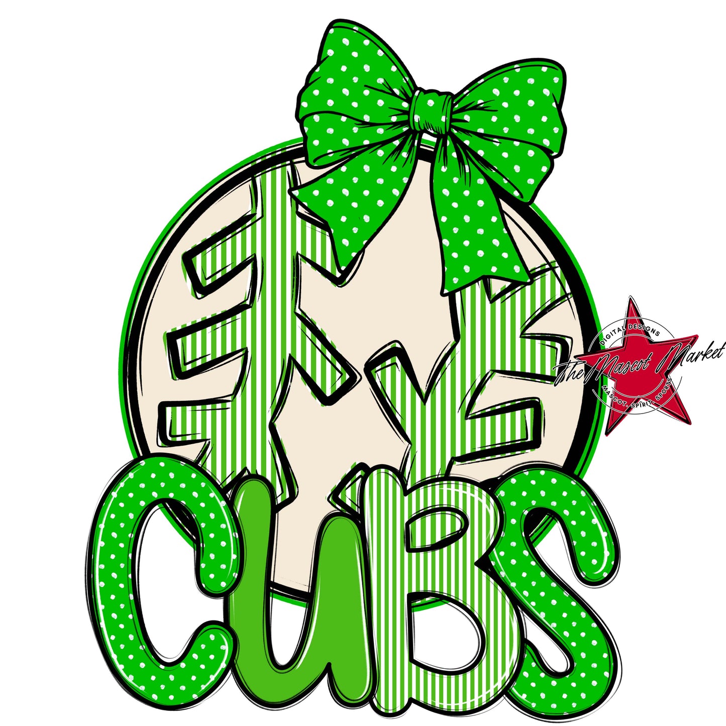 Cubs Baseball-Softball Spirit Design-Bright Green
