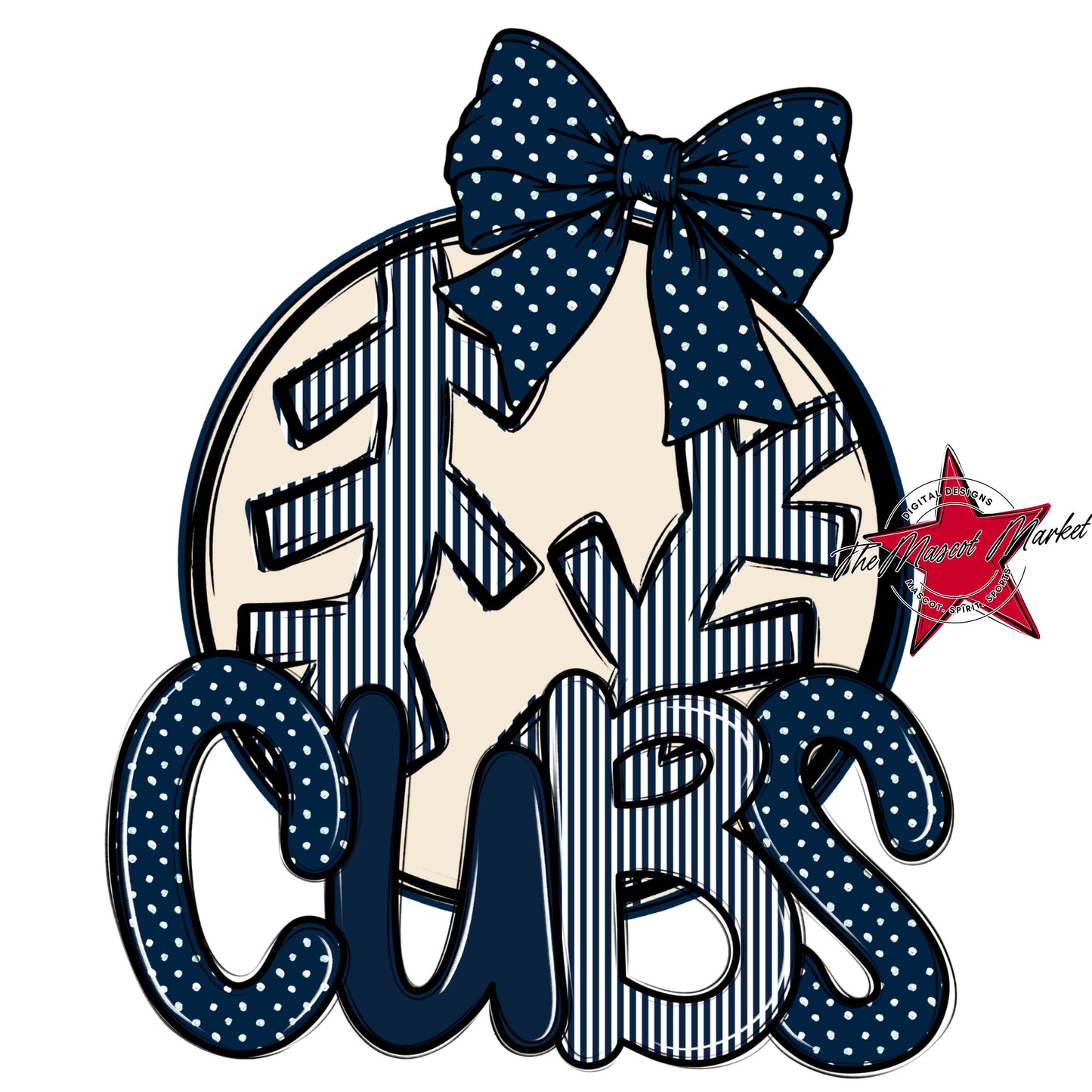 Cubs Baseball-Softball Spirit Design-Navy