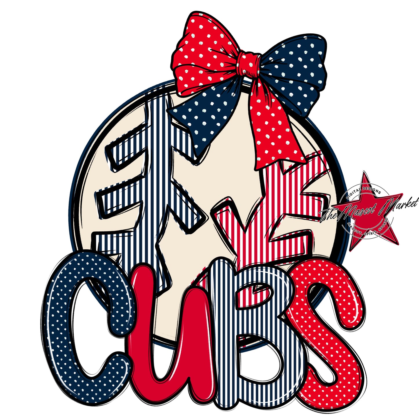 Cubs Baseball-Softball Spirit Design-Navy & Red