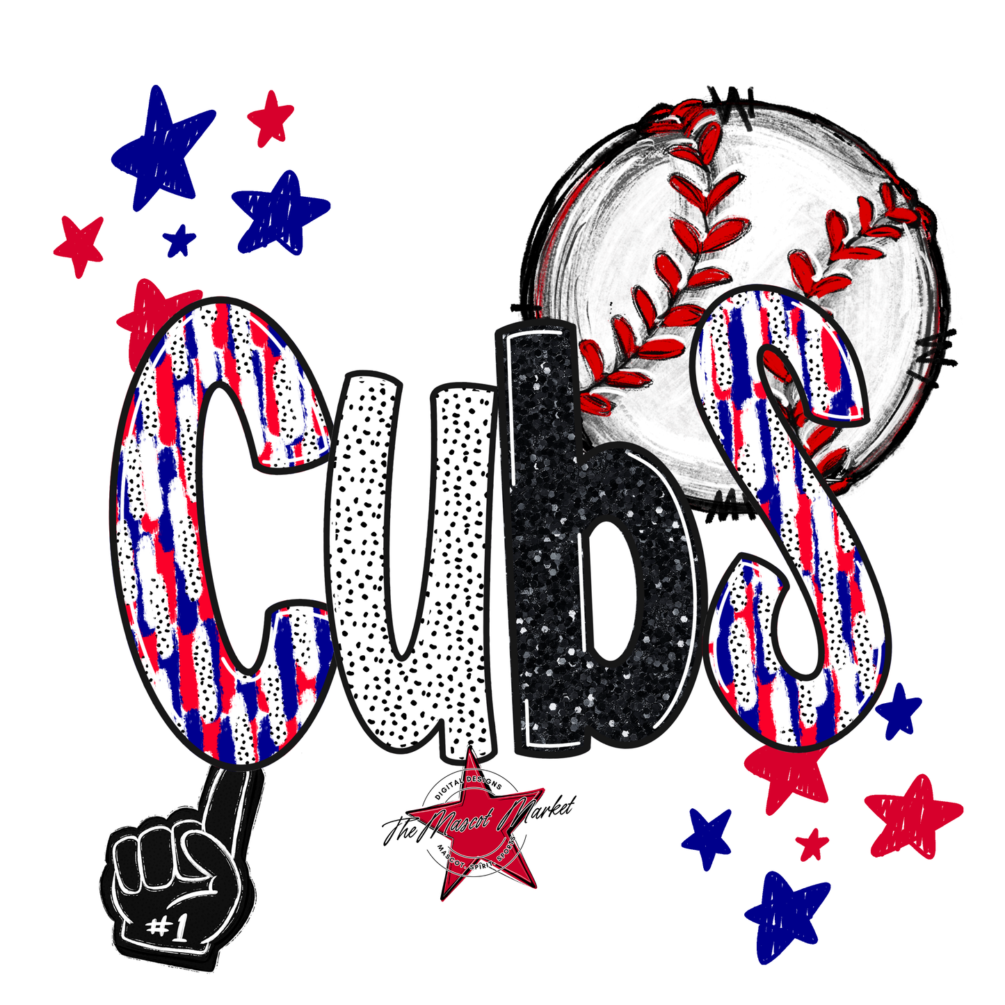 Cubs Baseball Scrape-Blue-Red