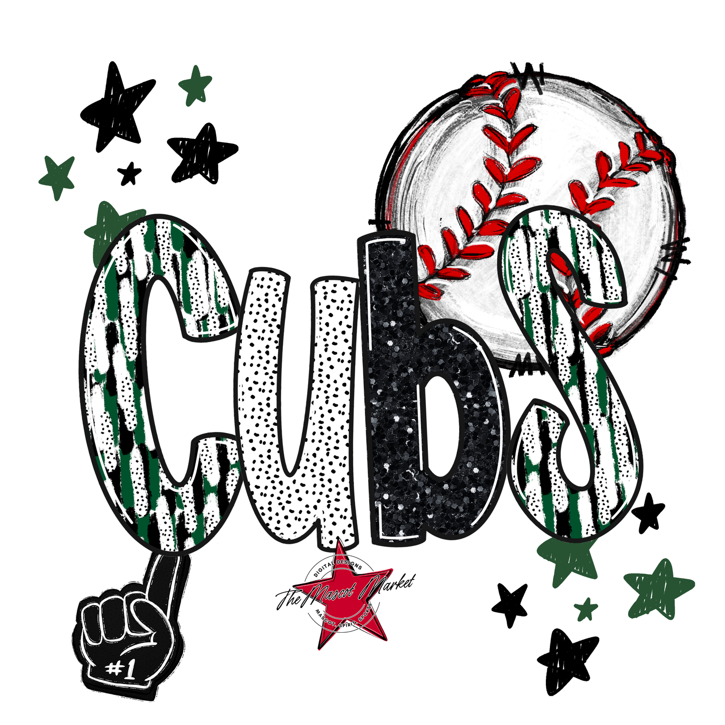 Cubs Baseball Scrape-Green