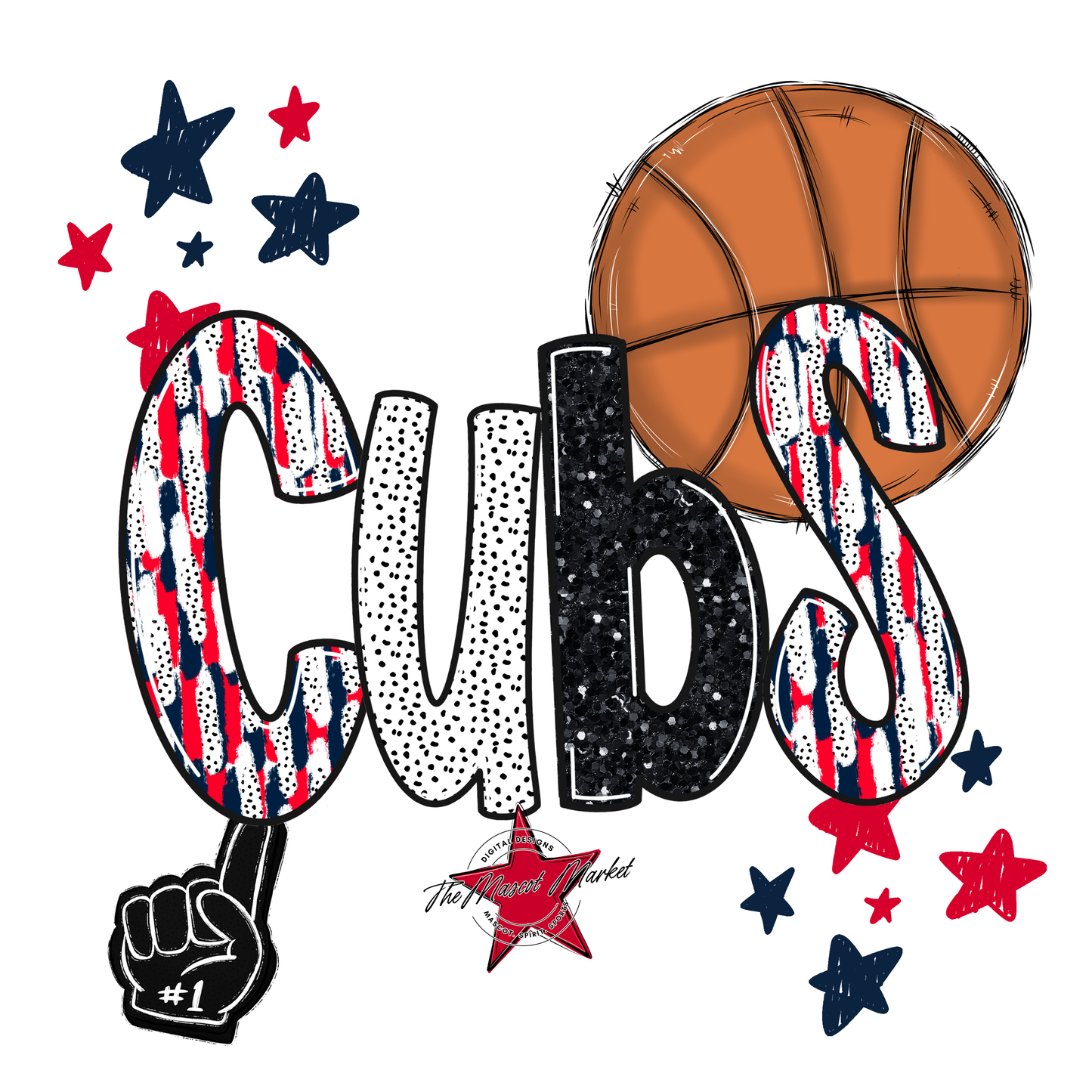 Cubs Basketball Scrape-Navy-Red