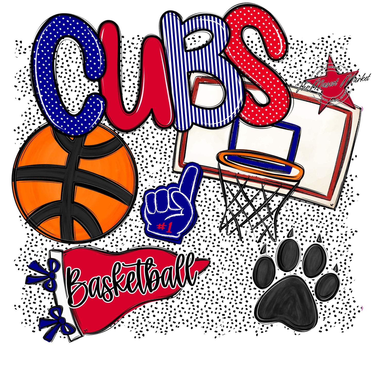 Cubs Basketball Spirit-Blue & Red