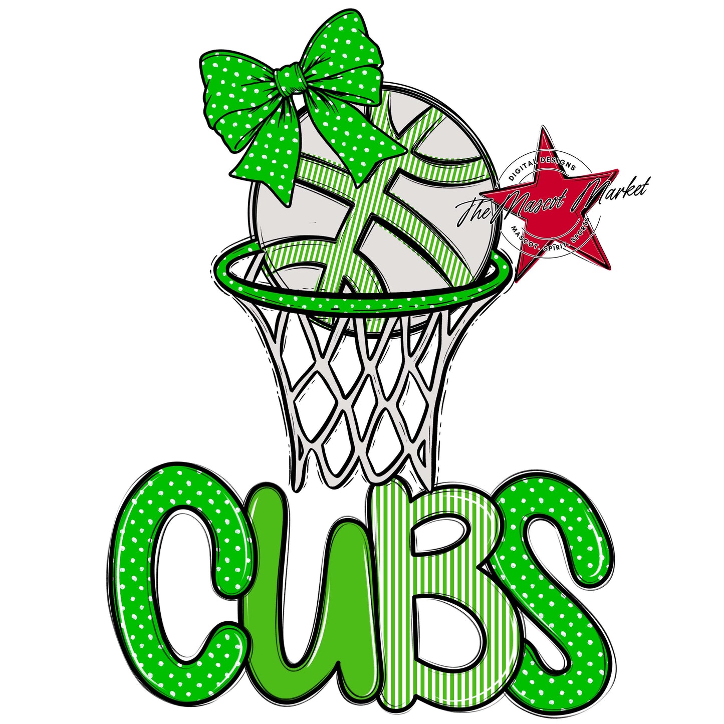 Cubs Basketball Spirit Design-Bright Green