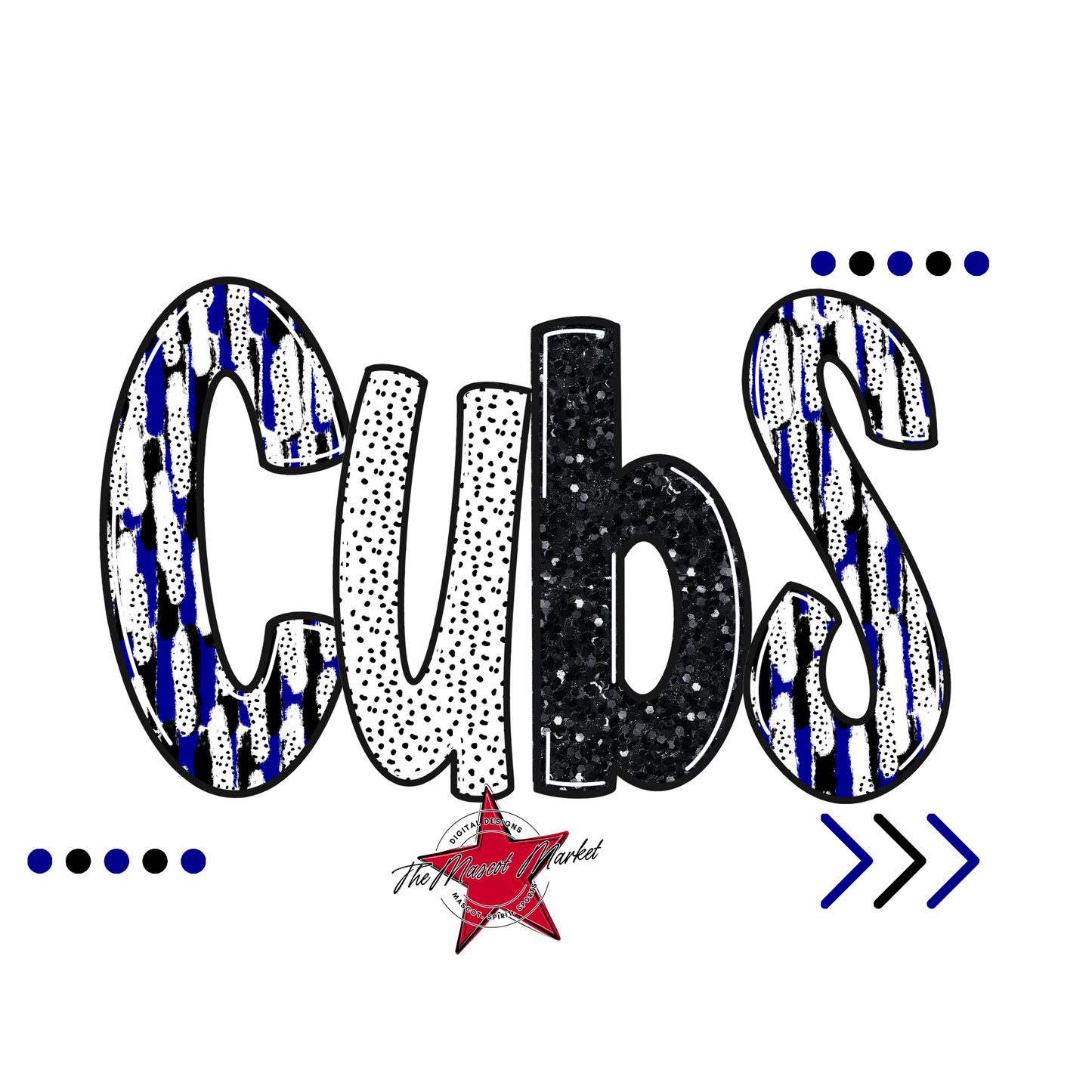 Cubs Brushstroke Alpha w Arrows-Blue