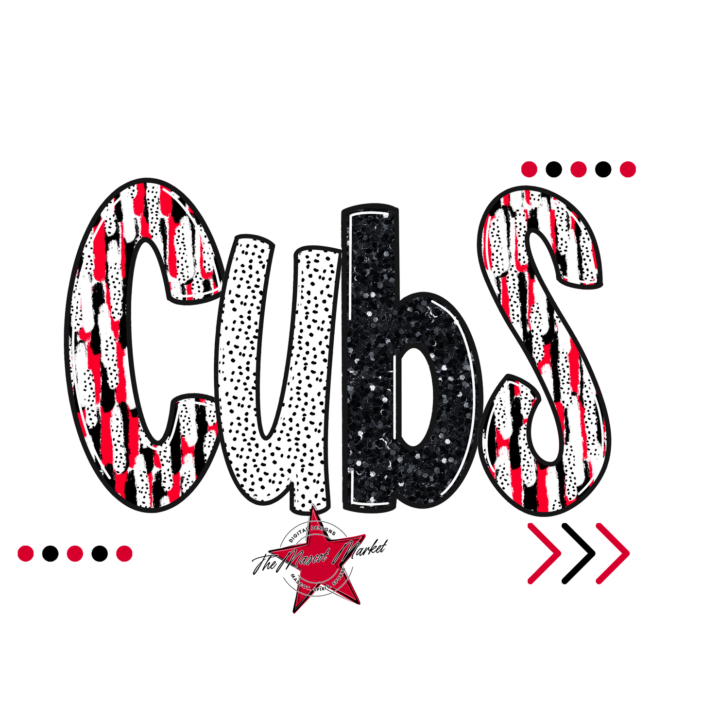 Cubs Brushstroke Alpha w Arrows-Red