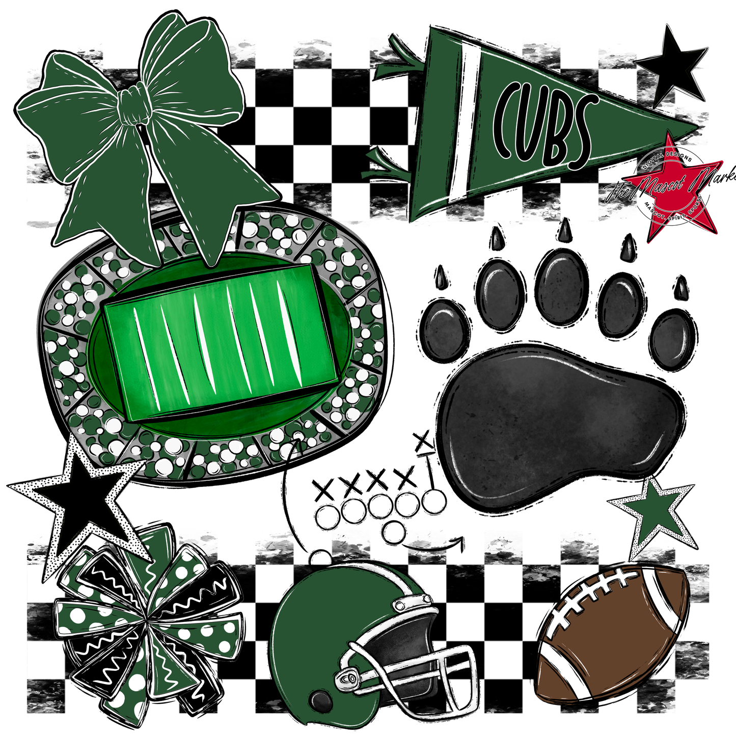 Cubs Checkers Mascot Spirit Design-Green