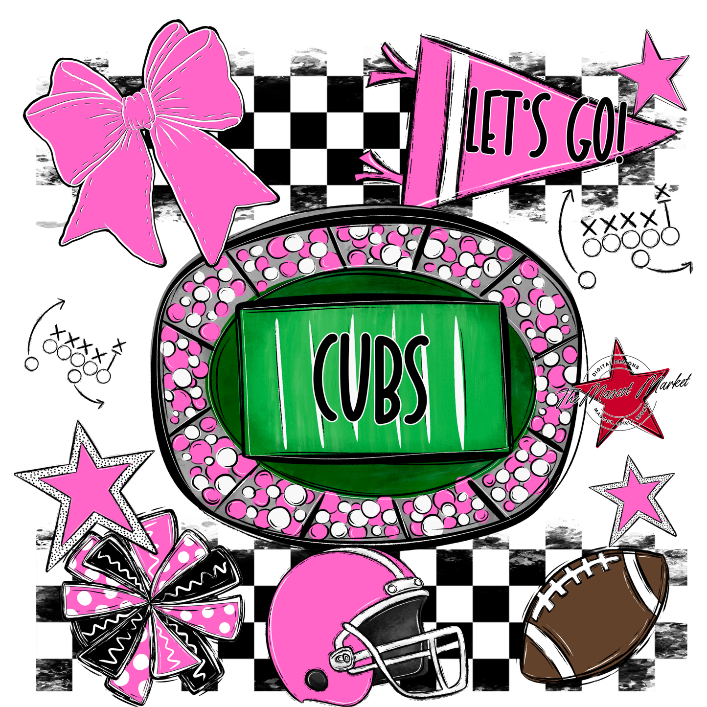 Cubs Checkers Spirit Design-Baby Pink
