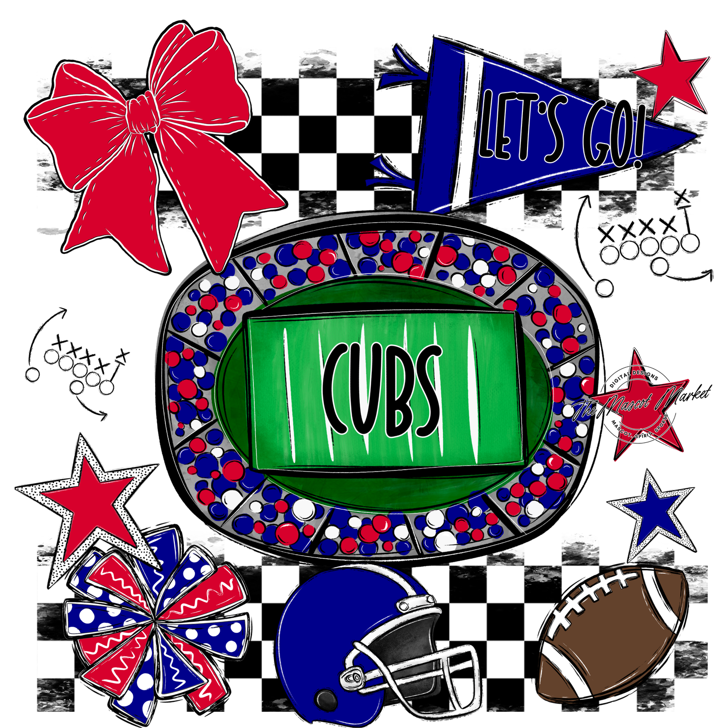 Cubs Checkers Spirit Design-Blue-Red