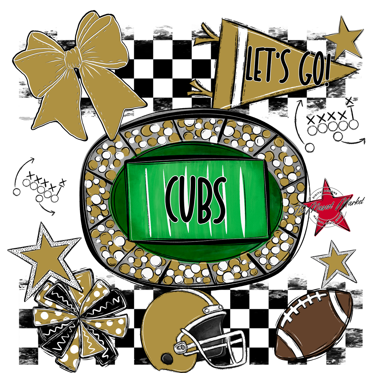 Cubs Checkers Spirit Design-Gold