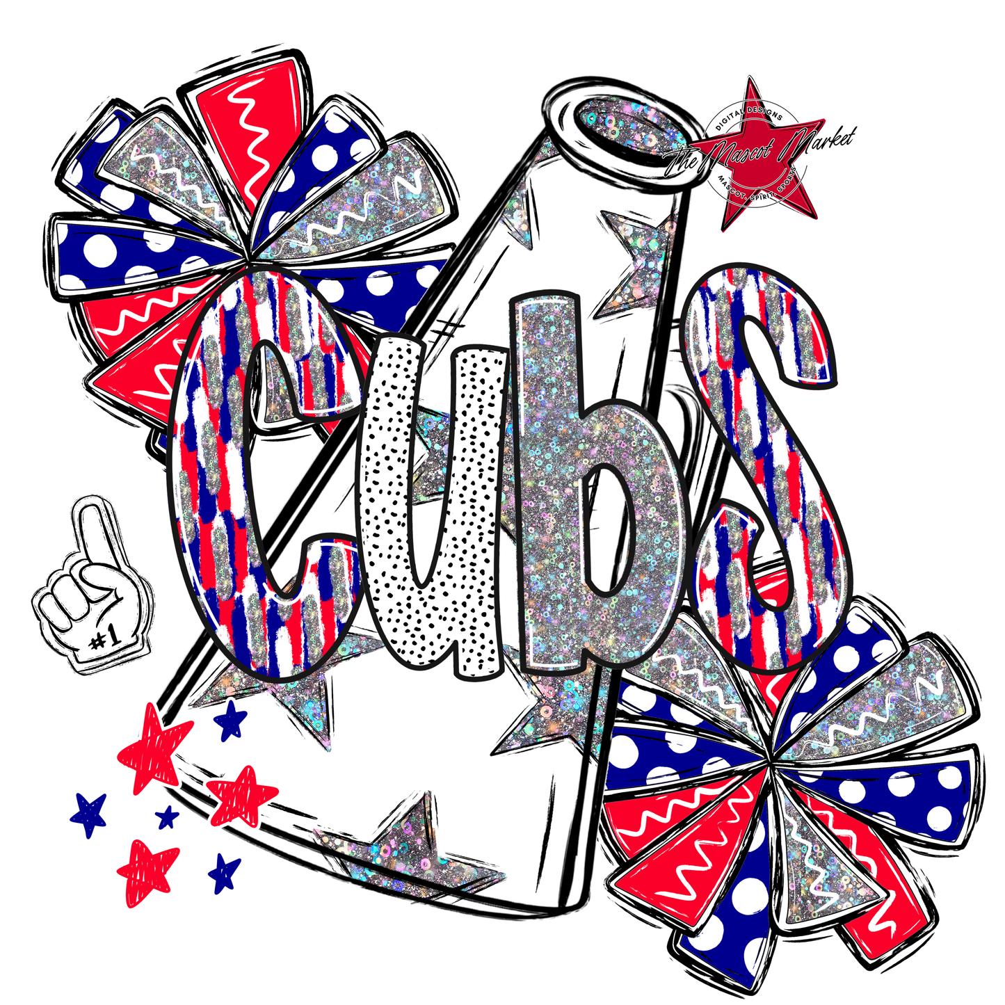 Cubs Cheer Megaphone Scrape-Blue-Red