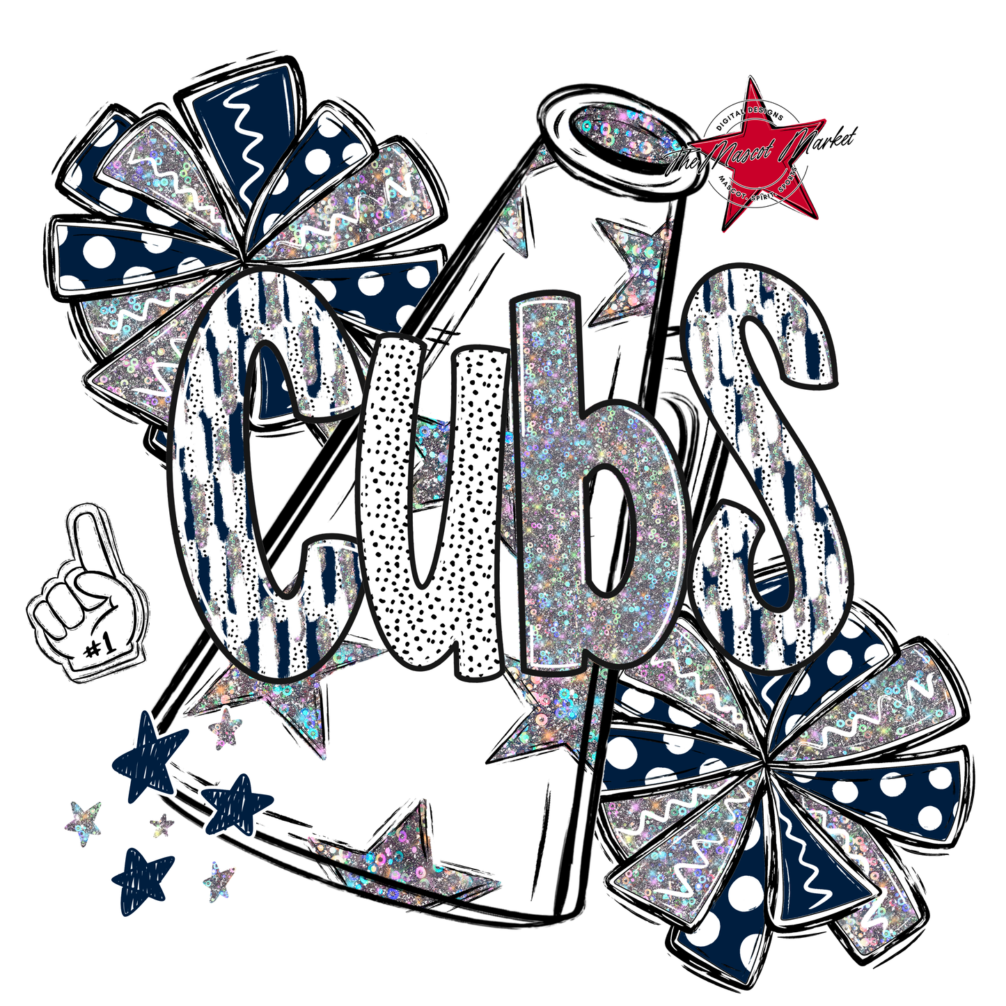 Cubs Cheer Megaphone Scrape-Navy