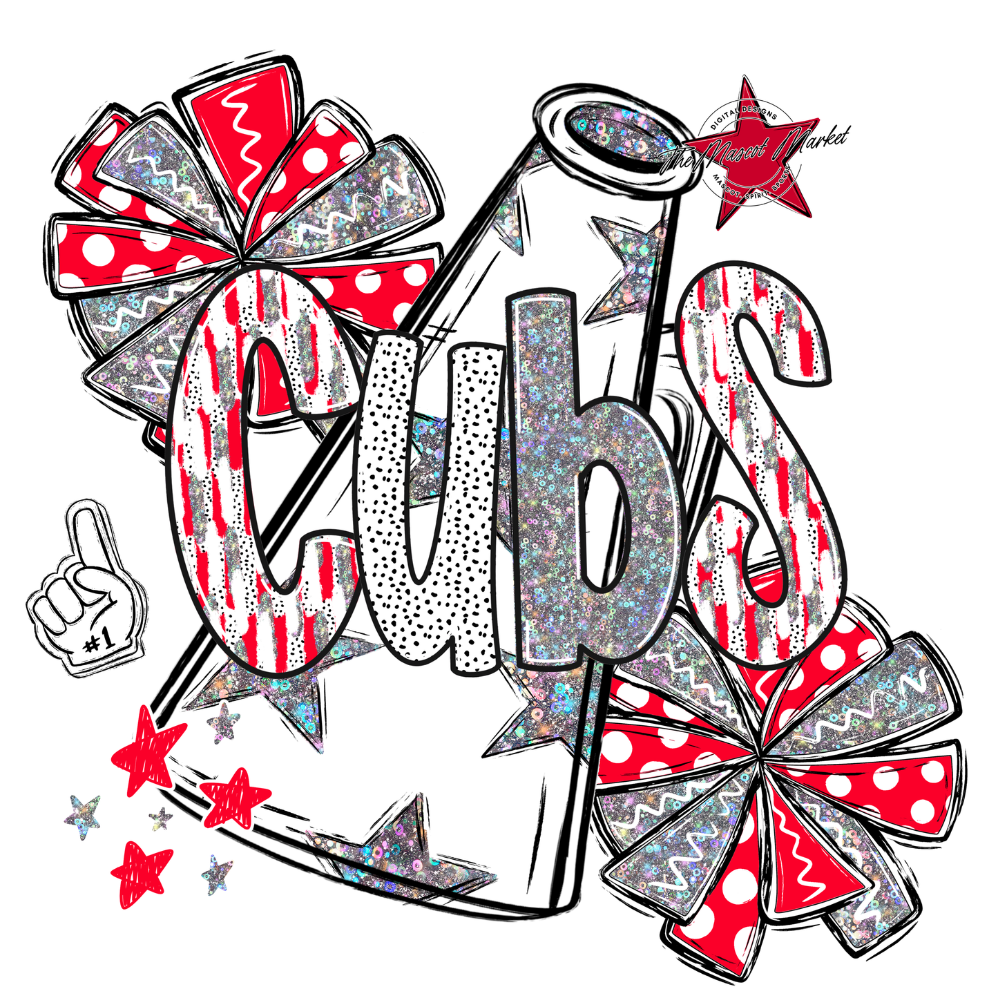 Cubs Cheer Megaphone Scrape-Red
