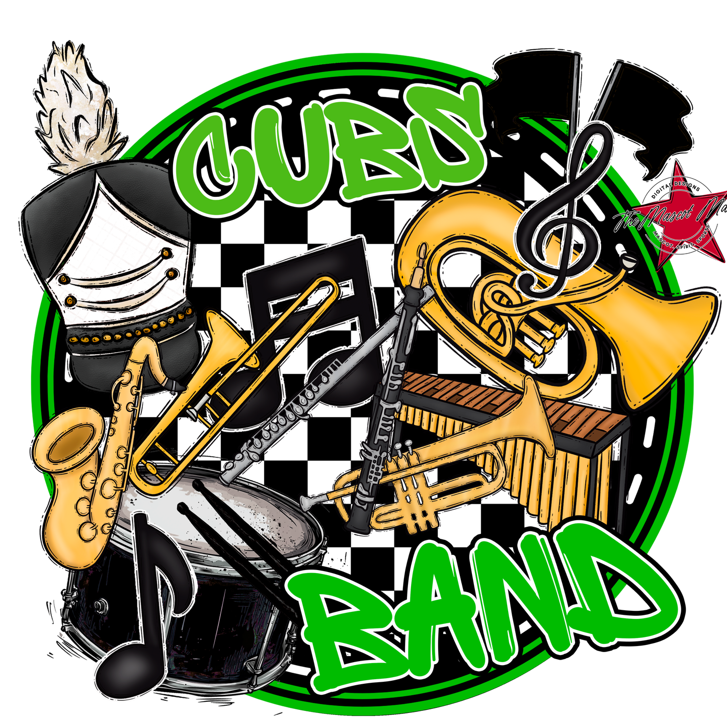 Cubs Circle Band Design-Bright Green