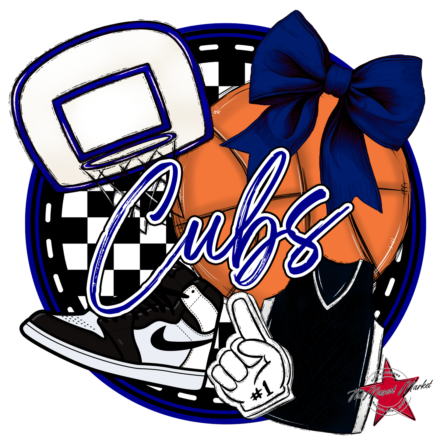 Cubs Circle Basketball Design-Blue