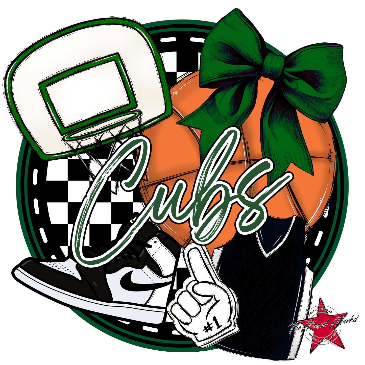 Cubs Circle Basketball Design-Green