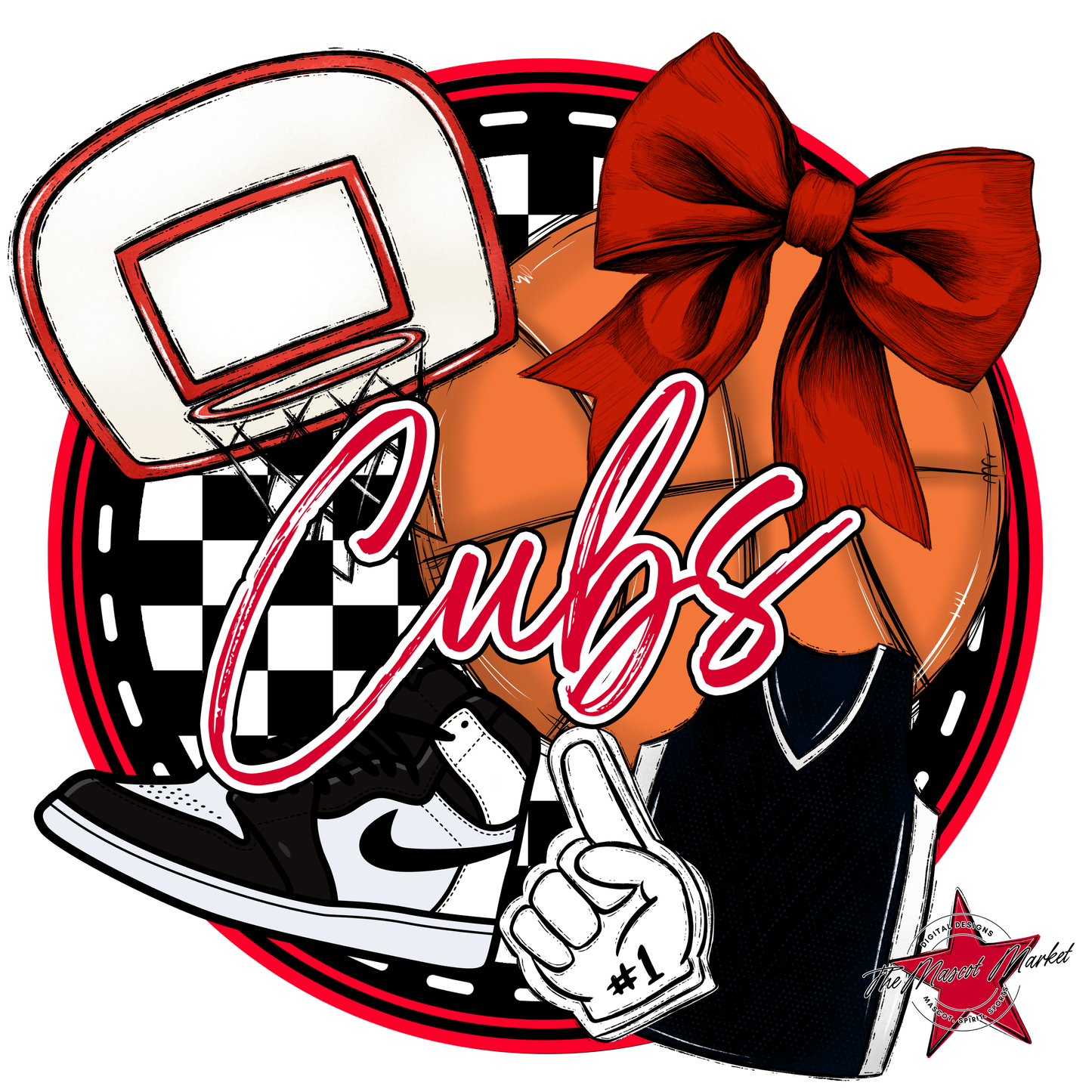 Cubs Circle Basketball Design-Red