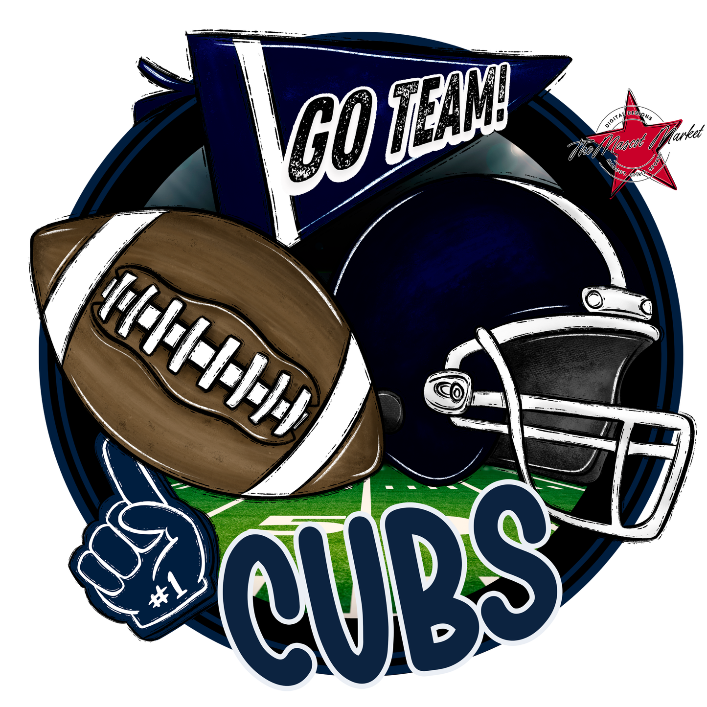 Cubs Circle Football Design-Navy