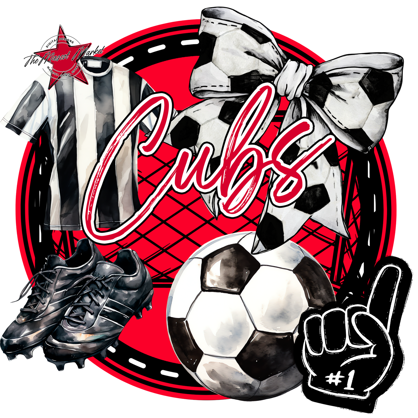 Cubs Circle Soccer Design-Red
