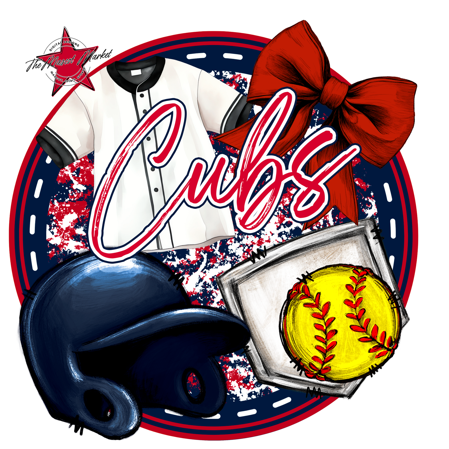 Cubs Circle Softball Design-Navy-Red