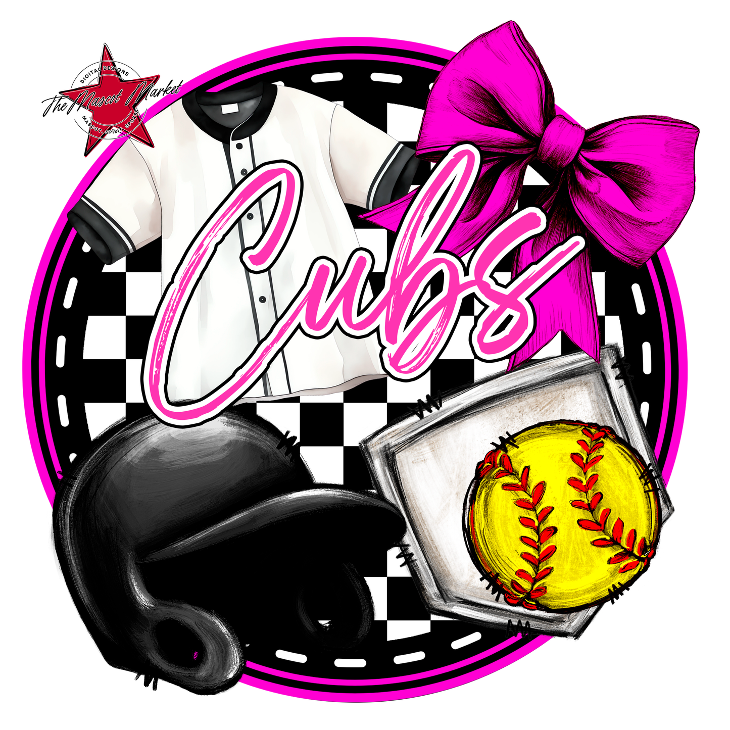 Cubs Circle Softball Design-Pink
