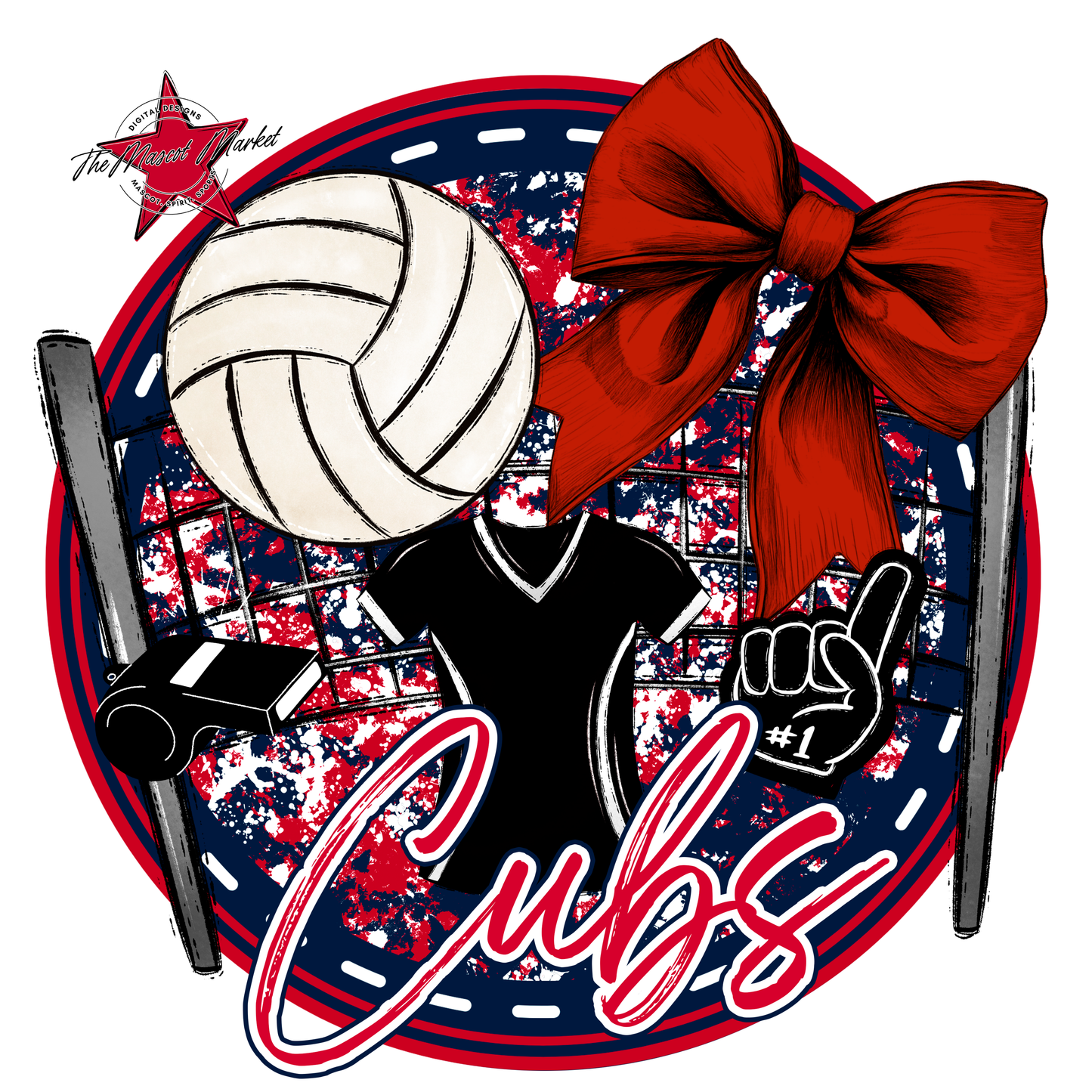 Cubs Circle Volleyball Design-Navy-Red