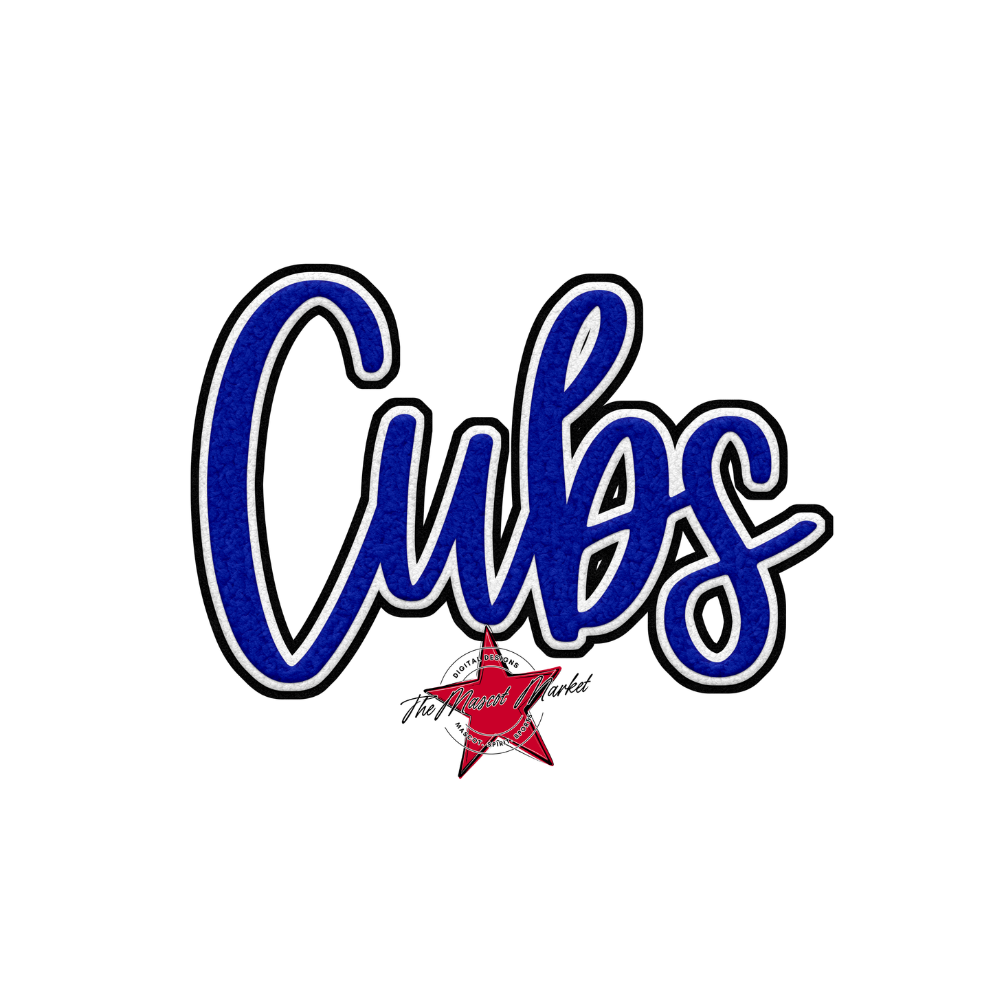 Cubs Faux Chenille Patch-Royal Blue