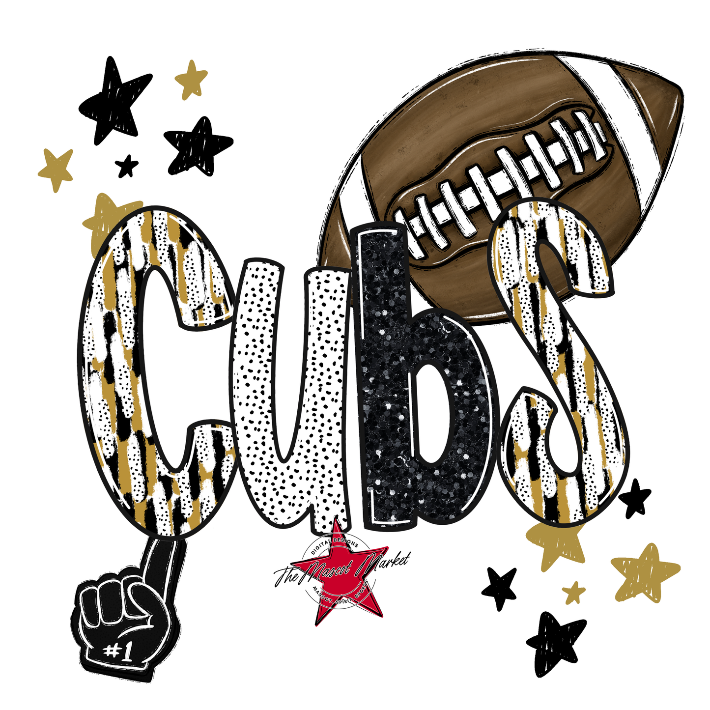 Cubs Football Scrape-Gold