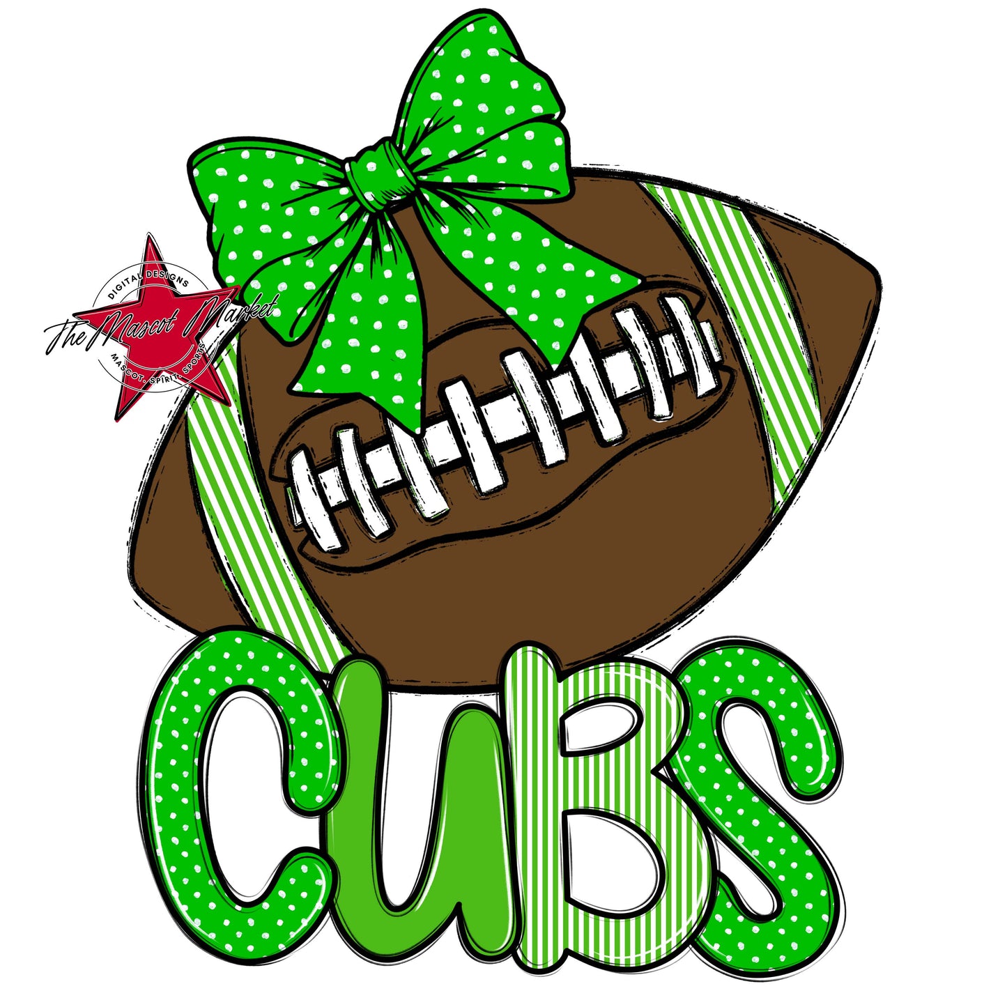 Cubs Football Spirit Design-Bright Green
